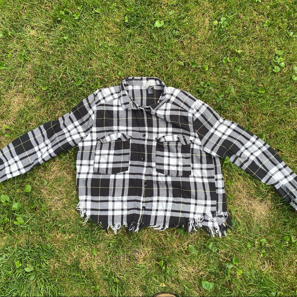 Cropped flannel shirt